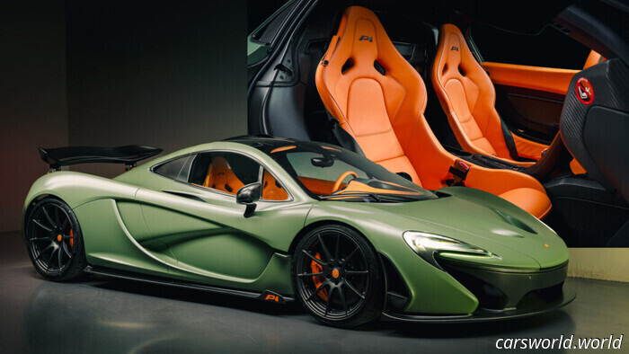 This is the sole McLaren P1 in existence that features a Satin Camo Green finish | Carscoops